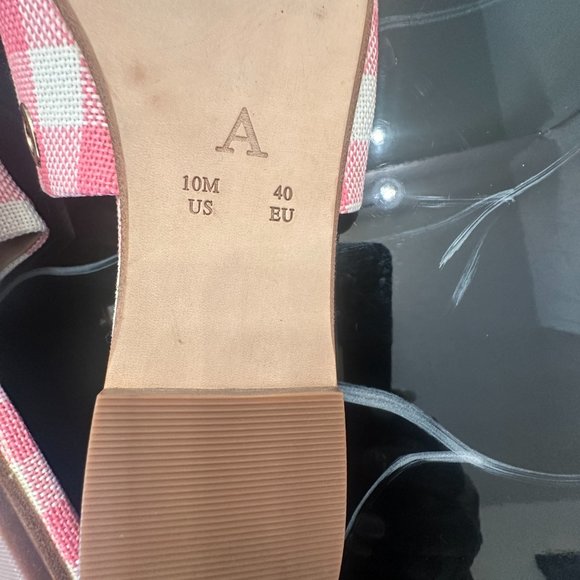 Anthropologie Checkered Pink Mules Size 10 - Picture 6 of 7